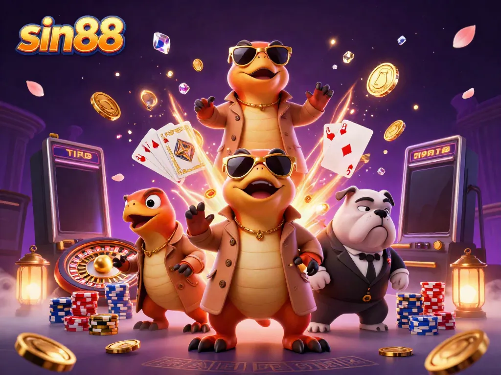 Experience excitement with sin88, featuring raptors sneaking into a VIP casino lounge.