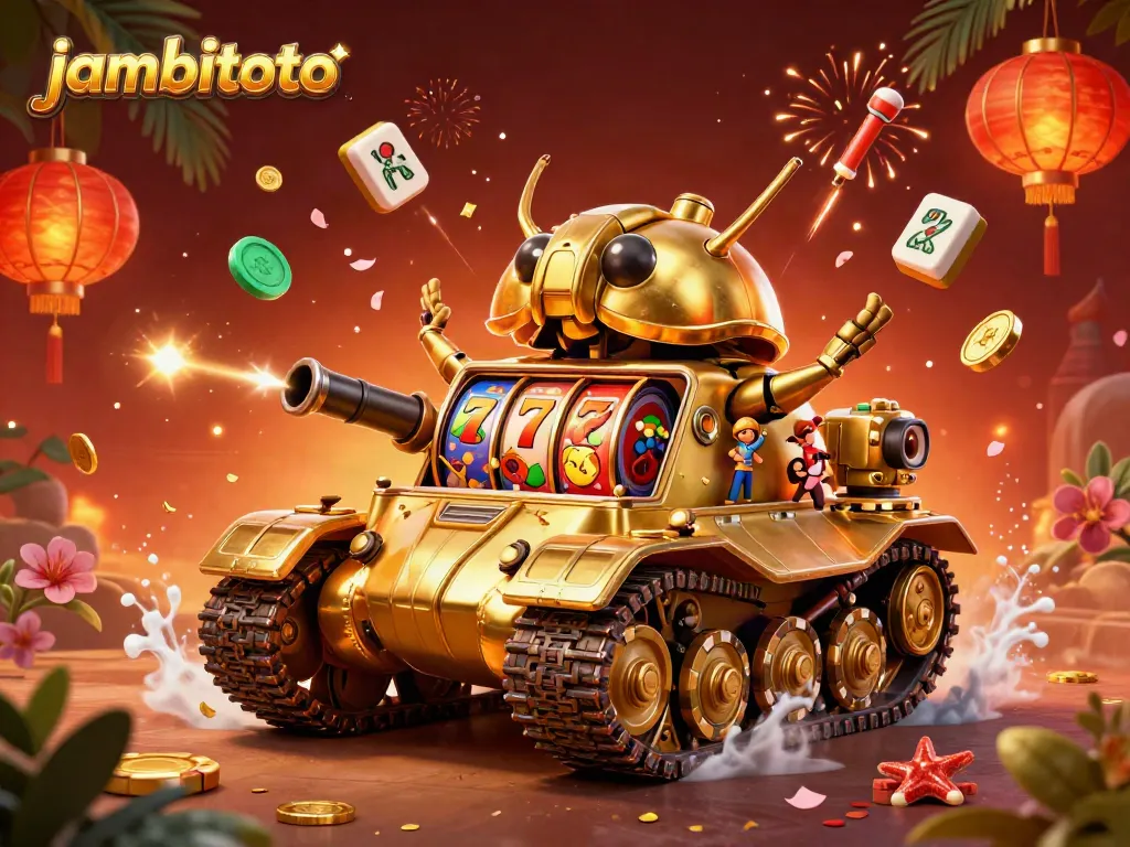 Experience the excitement of jambitoto with a vibrant 3D illustration showcasing a unique casino tank full of treasures.