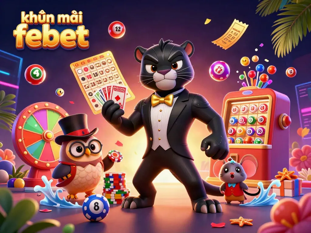 Experience thrilling khuyến mãi febet with exciting characters in an electrifying casino scene.