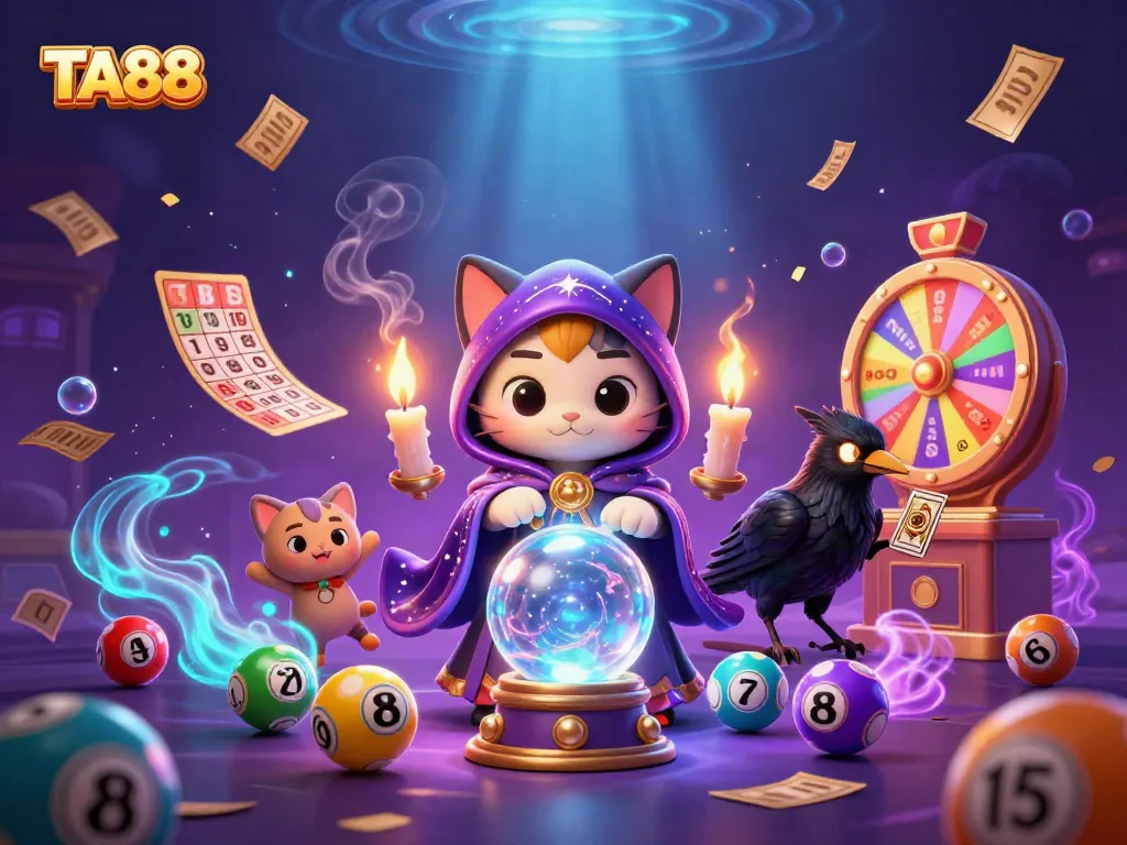 Engage in thrilling gaming action with TA88, showcasing vibrant casino elements and mystical characters.
