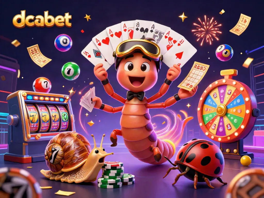 Join the excitement at Dabet with a vibrant casino scene showcasing a millipede dealer and thrilling game elements.