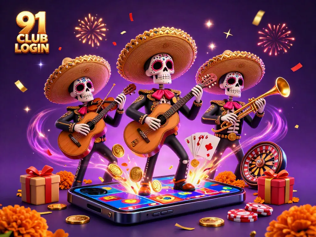 Engage with exciting games in the 91 CLUB LOGIN experience featuring vibrant mariachi characters.
