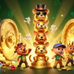 Experience the thrill of slot resmi with this richly detailed illustration featuring vibrant totem pole characters and casino treasures.