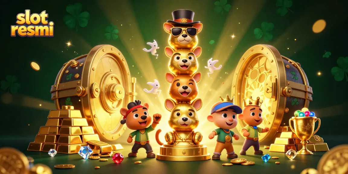 Experience the thrill of slot resmi with this richly detailed illustration featuring vibrant totem pole characters and casino treasures.