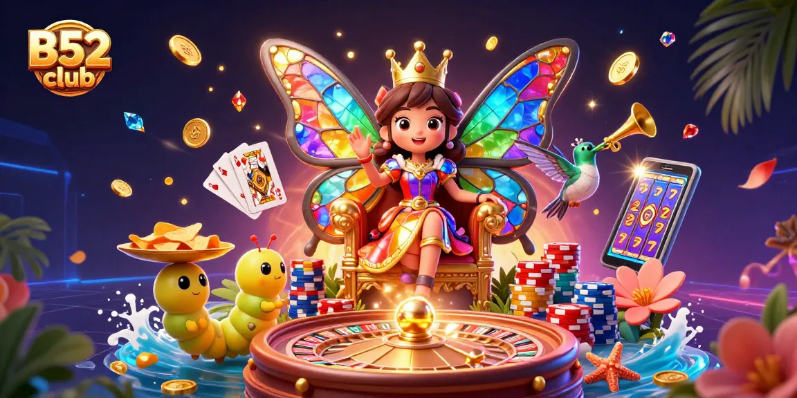 B52 club's vibrant gaming scene showcasing dynamic gameplay with chip-carrying caterpillars.