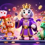 Experience excitement at j188 with vibrant 3D illustration showcasing casino games, joyful characters, and dynamic elements.