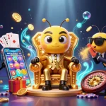 Experience vibrant 58win casino dynamics with exciting slot and game elements in this lively illustration.
