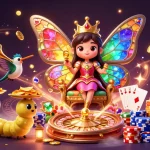 Experience thrilling gameplay at sunwin with a dynamic casino scene featuring characters and gold coins.