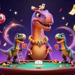 xocdia88 brings an exciting casino scene with a giant brontosaurus and dynamic game elements.