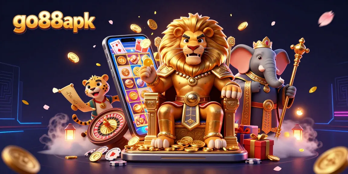 Experience the excitement of go88apk with dynamic gaming action amidst vibrant casino elements.