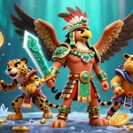 Engage in thrilling casino gaming with website here, featuring Aztec warriors and crypto elements.