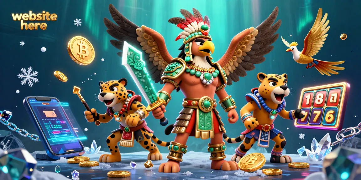 Engage in thrilling casino gaming with website here, featuring Aztec warriors and crypto elements.