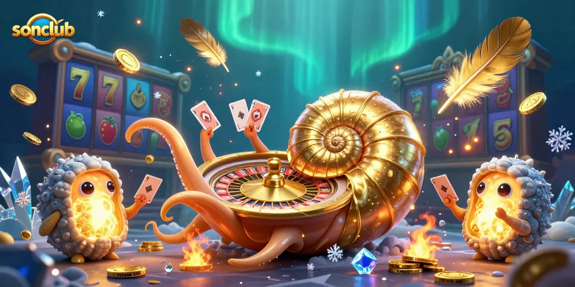 Experience the thrill of casino gaming with sonclub's lively underwater scene featuring a giant nautilus and vibrant casino elements.