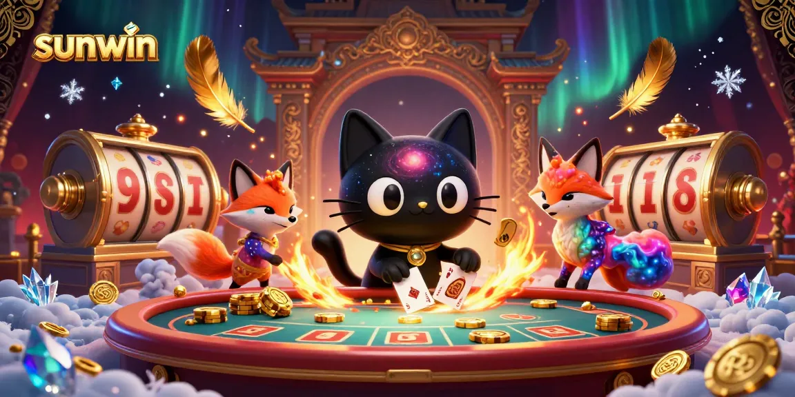 Engage in exciting gameplay with sunwin's vibrant cosmic casino experience featuring a 3D cartoon black hole cat.